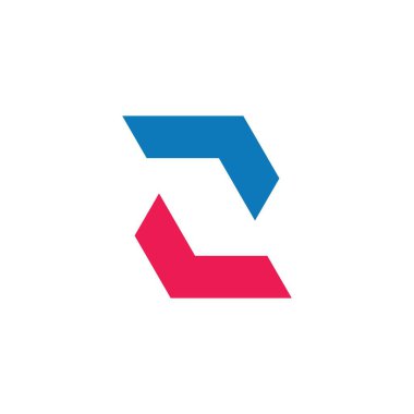 z harfi 2 soyut iki zıt ok renkli geometrik logo vektörü
