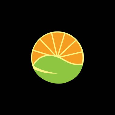 Yaprak güneş doğumu limon yemeği, çay, basit logo vektörü.