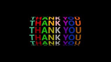 Teşekkür ederim. Çok renkli metin tipografisi. Siyah arkaplan Reklamında Döngü CanlandırmasıComment.