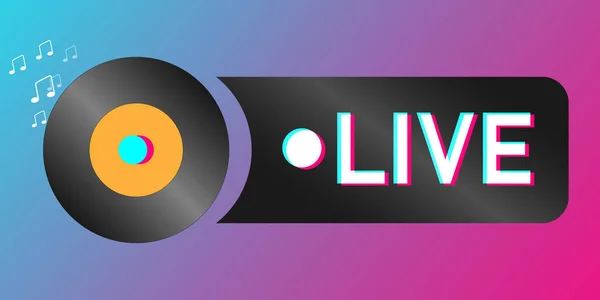 Live Knop Sjabloon Met Kleurrijk Silhouet Live Stream Label Embleem — Stockvector