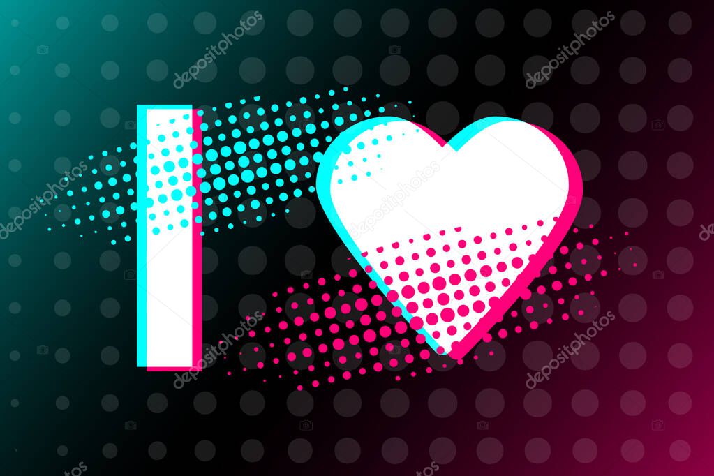 I love. Abstract love symbol in the style of a popular social network. Flat style. Vector illustration. EPS10