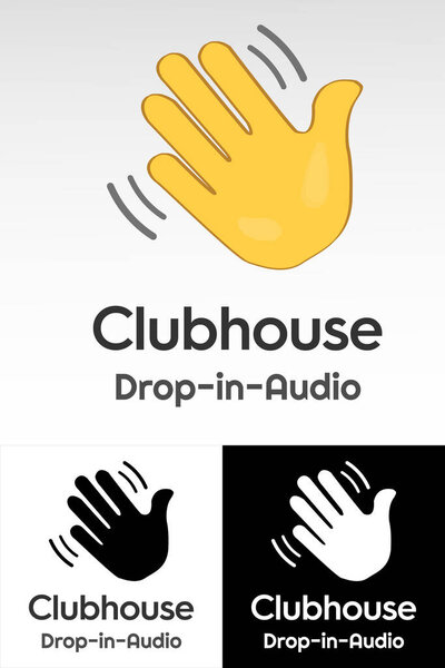 New social network for communication via audio messages. Logo Clubhouse with slogan. Logotype for presentation room and App.  Vector illustration