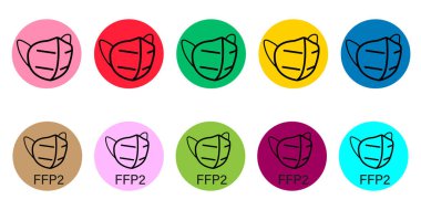 Tıbbi yüz maskesi FFP2 simgesi. Düz vektör logosu. İllüzyon. EPS10