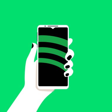 Akıllı telefon elindeydi. Yasal müzik akışı sunan ünlü bir müzik servisinin tarzı. EPS10