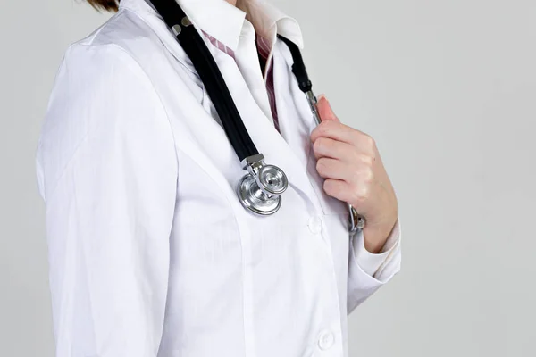 Close Portrait Female Doctor Stethoscope Isolated White Background — Stock Photo, Image