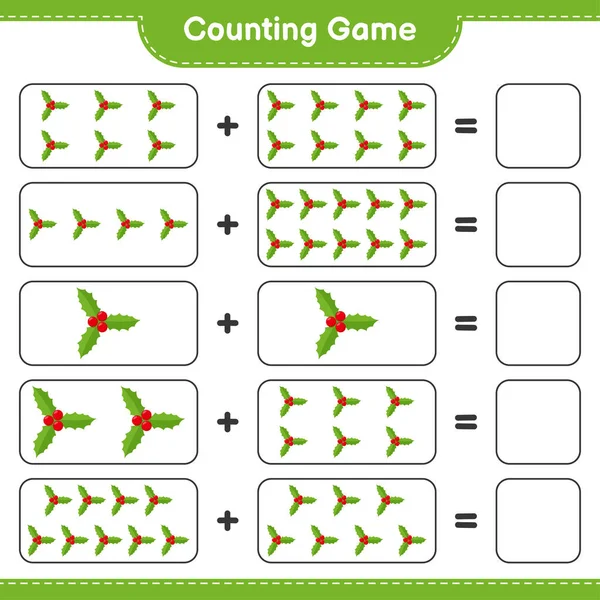 Jogo Contagem Contar Número Bagas Holly Escrever Resultado Jogo Crianças — Vetor de Stock