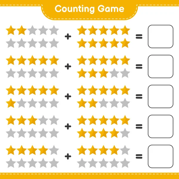 计数游戏 计数星号数 并写下结果 教育儿童游戏 可打印工作表 矢量图解 — 图库矢量图片
