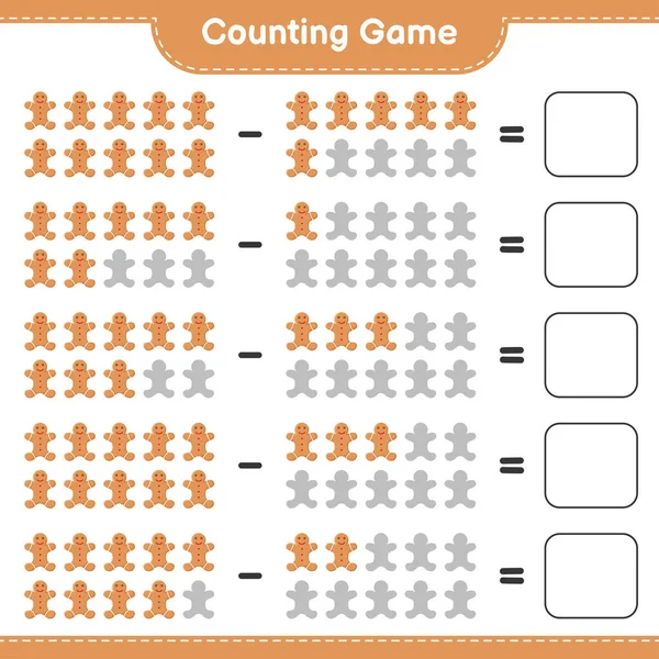 Compter Jeu Compter Nombre Gingerbread Man Écrire Résultat Jeu Éducatif — Image vectorielle