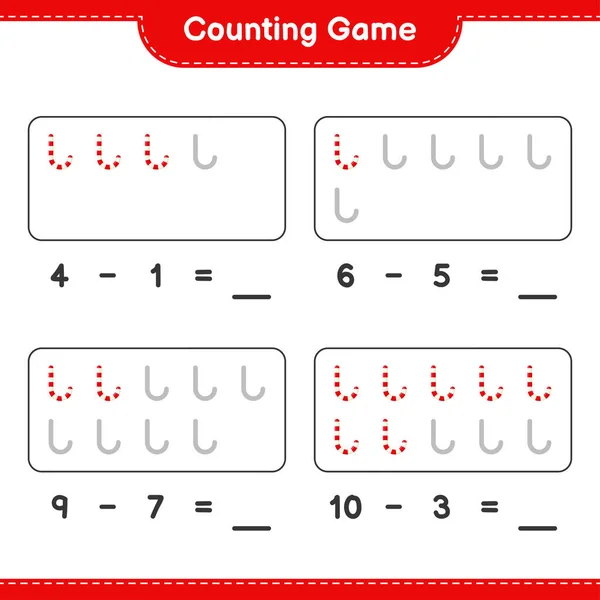 Contar Juego Contar Número Bastones Caramelo Escribir Resultado Juego Educativo — Vector de stock