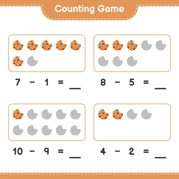 Contar Juego Contar Número Cookies Escribir Resultado Juego Educativo Para — Vector de stock