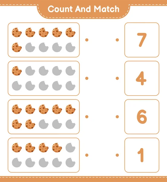 Contare Abbinare Contare Numero Cookie Abbinare Con Numeri Giusti Gioco — Vettoriale Stock