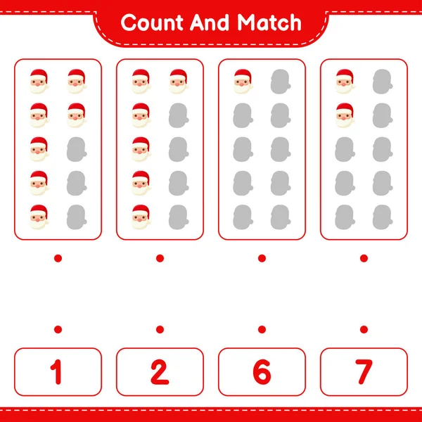 Contare Partita Contare Numero Babbo Natale Partita Con Numeri Giusti — Vettoriale Stock