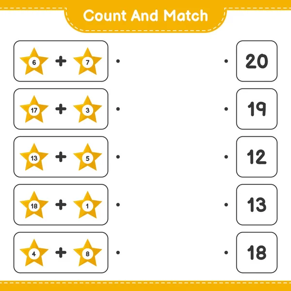 Count Match Count Number Stars Match Right Numbers Educational Children — Stock Vector