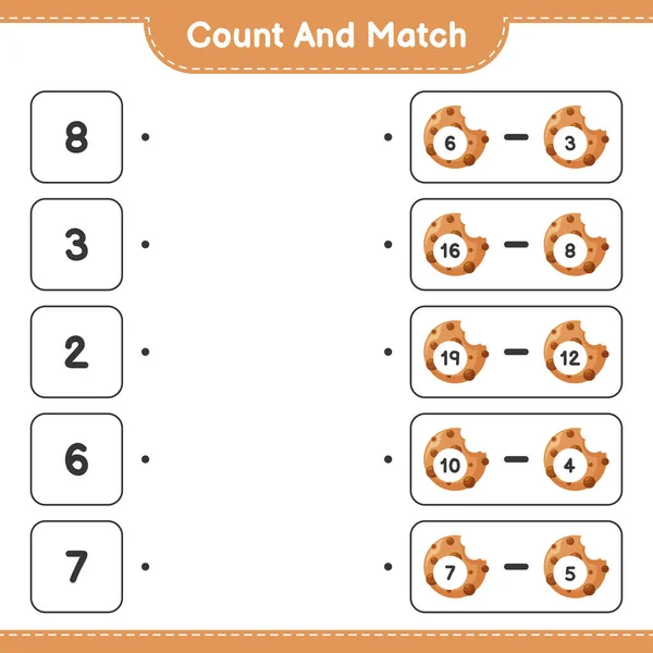 Zählen Und Übereinstimmen Die Anzahl Der Cookies Zählen Und Mit — Stockvektor