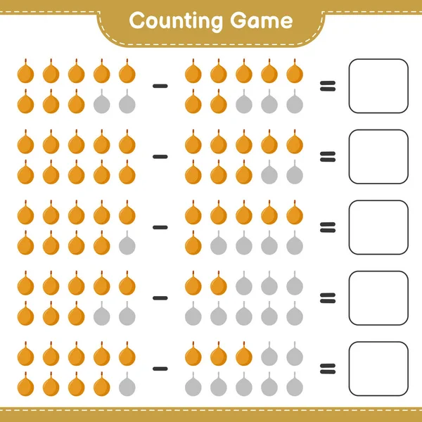计数游戏 计数Voavanga的数量 并写下结果 教育儿童游戏 可打印工作表 矢量图解 — 图库矢量图片