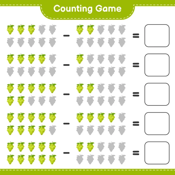 Counting Game Count Number Grape Write Result Educational Children Game — Stock Vector