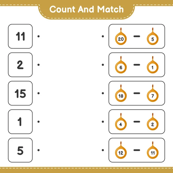 Count Match Count Number Voavanga Match Right Numbers Educational Children — Stock Vector
