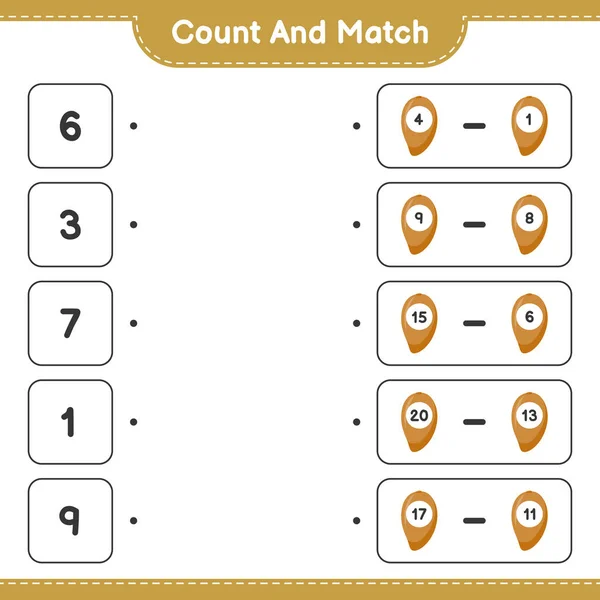 Conta Abbina Conta Numero Zapote Abbina Con Numeri Giusti Gioco — Vettoriale Stock