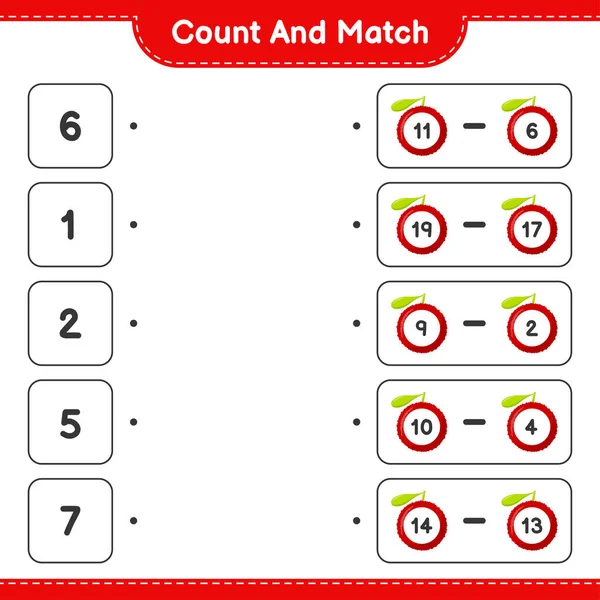 Count Match Count Number Yumberry Match Right Numbers Educational Children — Stock Vector