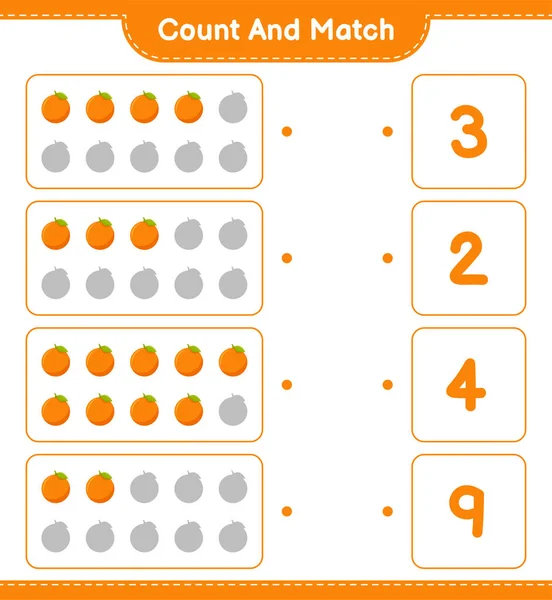 Conta Abbina Conta Numero Orange Abbina Con Numeri Giusti Gioco — Vettoriale Stock