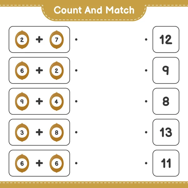 Contare Partita Contare Numero Kiwi Partita Con Numeri Giusti Gioco — Vettoriale Stock