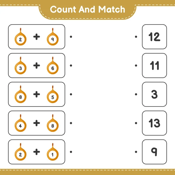 计数和匹配 计数的数量Voavanga和匹配与正确的数字 教育儿童游戏 可打印工作表 矢量图解 — 图库矢量图片