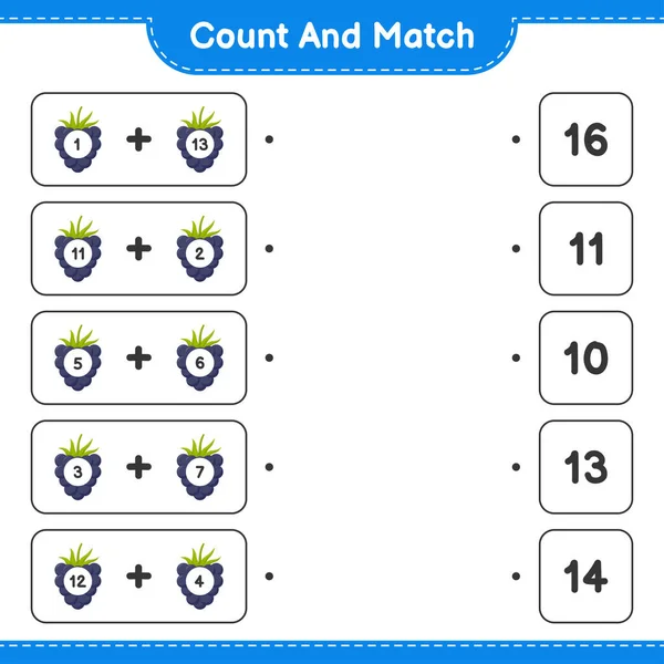 Count Match Count Number Blackberries Match Right Numbers Educational Children — Stock Vector