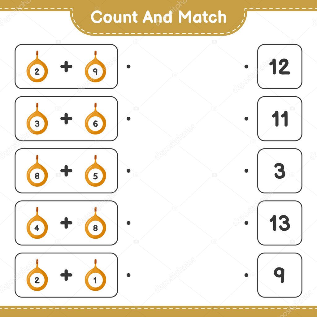 Count and match, count the number of Voavanga and match with right numbers. Educational children game, printable worksheet, vector illustration