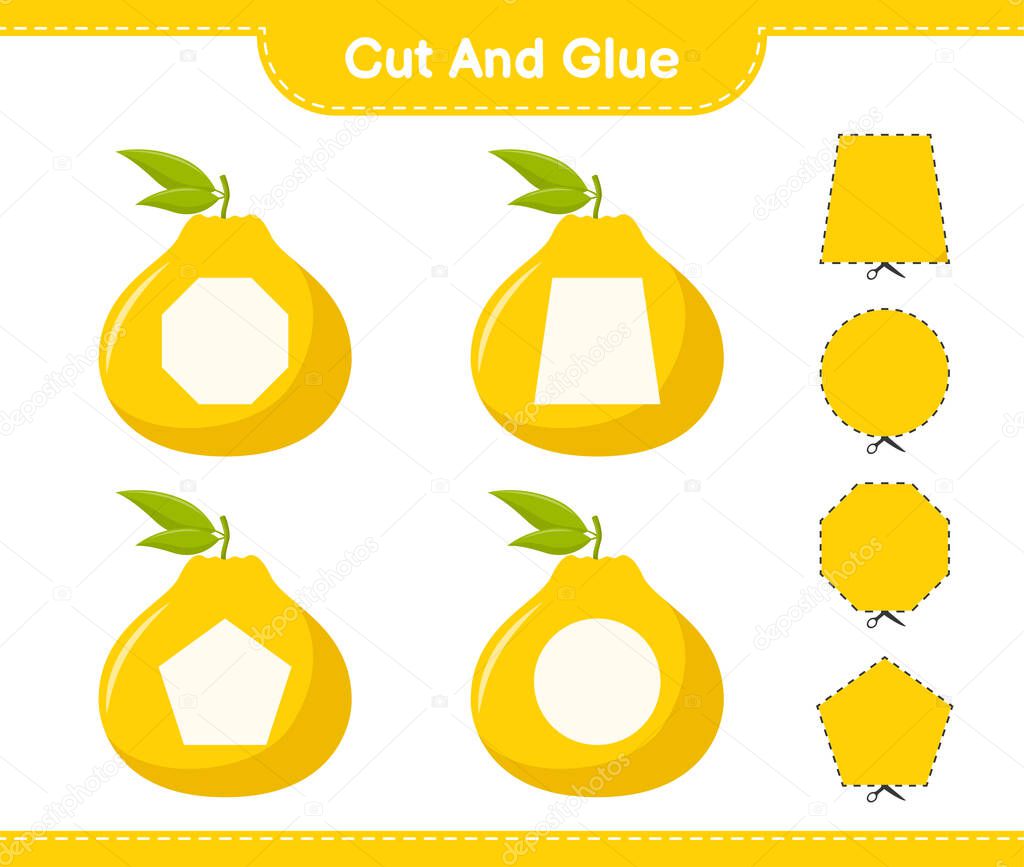 Cut and glue, cut parts of Ugli and glue them. Educational children game, printable worksheet, vector illustration