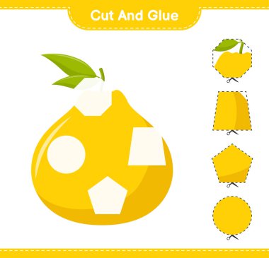 Kes ve yapıştır, Ugli 'nin parçalarını kes ve yapıştır. Eğitimsel çocuk oyunu, yazdırılabilir çalışma tablosu, vektör illüstrasyonu