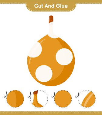 Kes ve yapıştır, Voavanga 'nın parçalarını kes ve yapıştır. Eğitimsel çocuk oyunu, yazdırılabilir çalışma tablosu, vektör illüstrasyonu