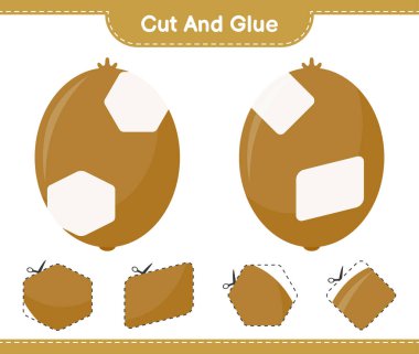 Kes ve yapıştır, Kivi 'nin parçalarını kes ve yapıştır. Eğitimsel çocuk oyunu, yazdırılabilir çalışma tablosu, vektör illüstrasyonu