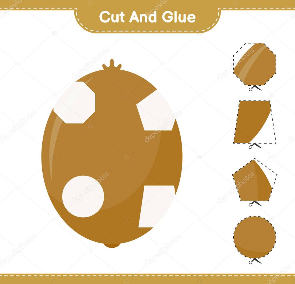 Cut and glue, cut parts of Kiwi and glue them. Educational children game, printable worksheet, vector illustration