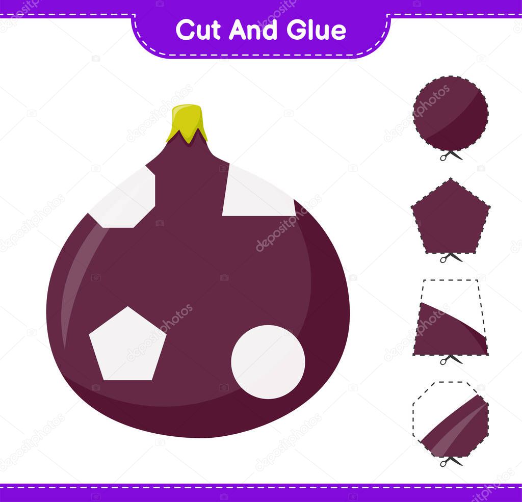 Cut and glue, cut parts of Fig and glue them. Educational children game, printable worksheet, vector illustration