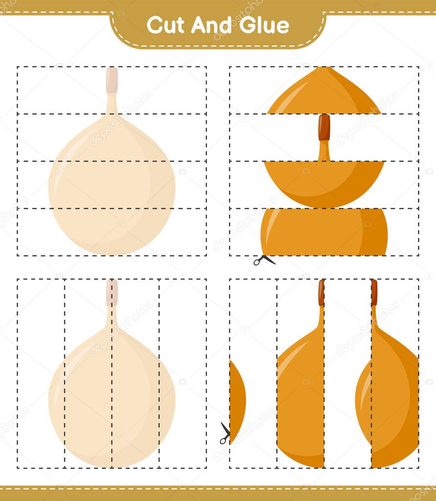 Cut and glue, cut parts of Voavanga and glue them. Educational children game, printable worksheet, vector illustration