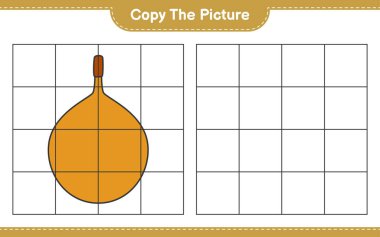 Fotoğrafı kopyala, Voavanga 'nın ızgara hatlarını kullanarak fotoğrafını kopyala. Eğitimsel çocuk oyunu, yazdırılabilir çalışma tablosu, vektör illüstrasyonu