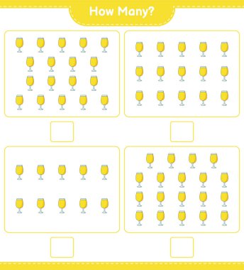 Oyun sayıyorum, kaç Kokteyl. Eğitimsel çocuk oyunu, yazdırılabilir çalışma tablosu, vektör illüstrasyonu