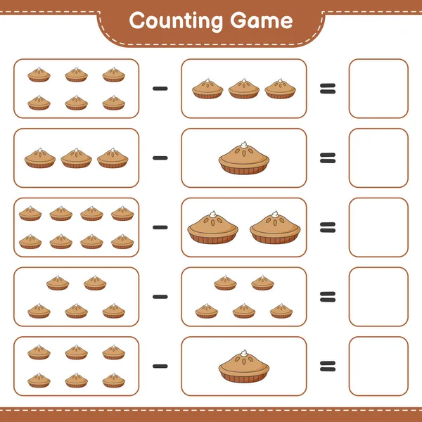 Counting Game Count Number Pie Write Result Educational Children Game — Stock Vector