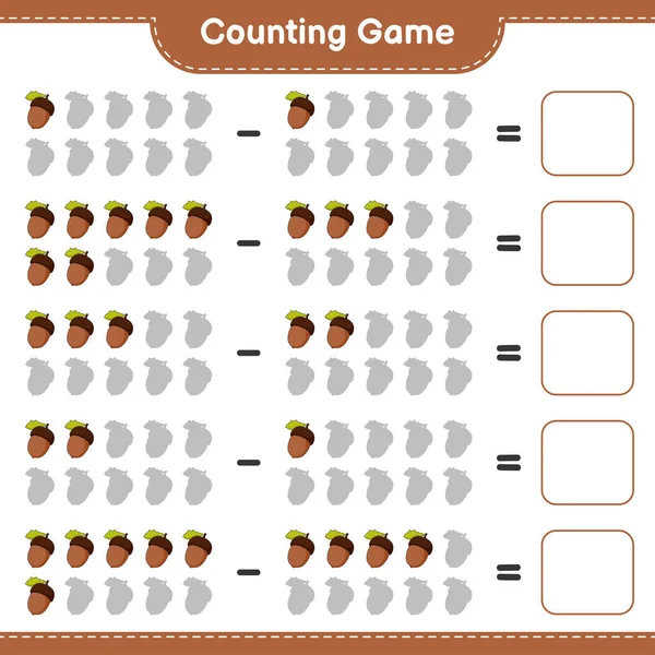 Подсчитывая Игру Посчитайте Количество Acorn Напишите Результат Образовательные Игры Детей — стоковый вектор
