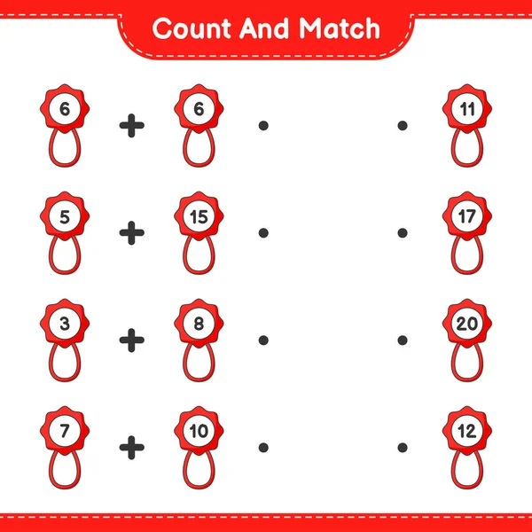 Count Match Count Number Baby Rattle Match Right Numbers Educational — Stock Vector