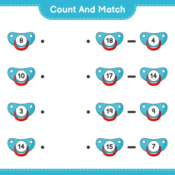 Count Match Count Number Pacifier Match Right Numbers Educational Children — 图库矢量图片