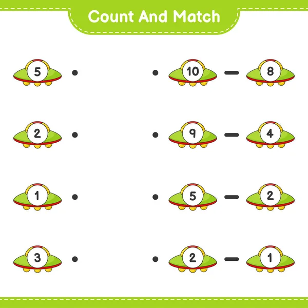Count Match Count Number Ufo Match Right Numbers Educational Children — Stock Vector
