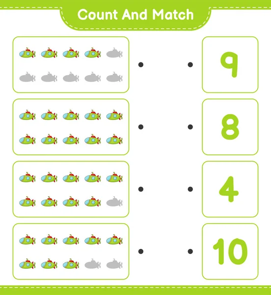 Μέτρα Και Ταίριαξε Μέτρησε Τον Αριθμό Του Υποβρυχίου Και Ταίριαξε — Διανυσματικό Αρχείο