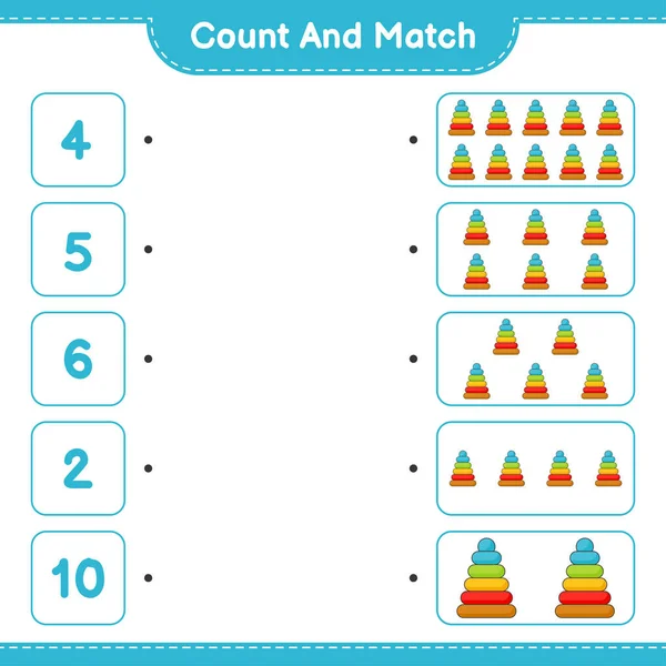 Μέτρηση Και Αγώνας Μετρήστε Τον Αριθμό Των Pyramid Toy Και — Διανυσματικό Αρχείο