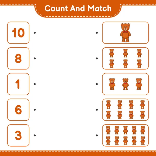 Zählen Und Übereinstimmen Die Anzahl Der Teddybären Zählen Und Mit — Stockvektor