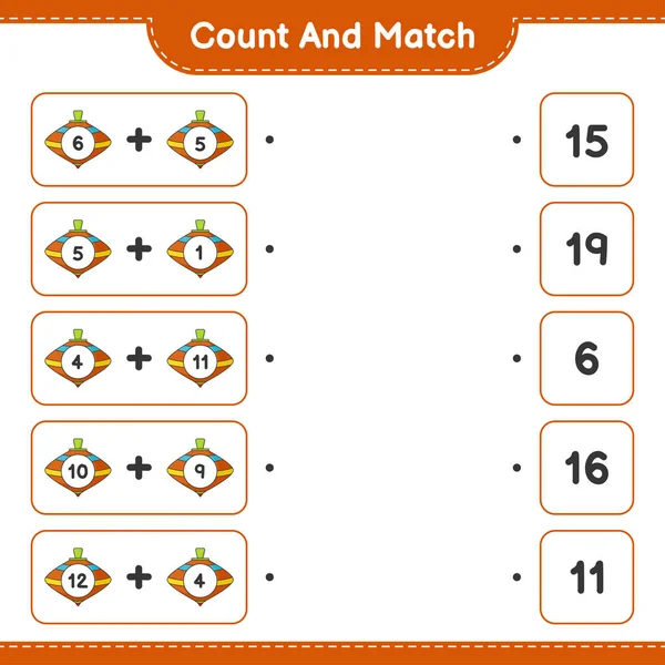 Contar Coincidir Contar Número Whirligig Toy Coincidir Con Los Números — Archivo Imágenes Vectoriales