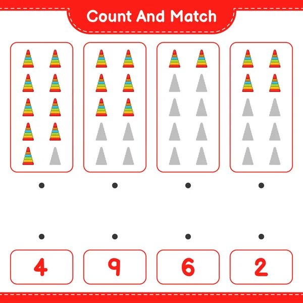 Count Match Count Number Pyramid Toy Match Right Numbers Educational — Stock Vector