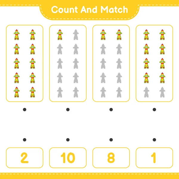 Számolj Egyezz Számold Meg Rakéták Számát Egyezz Megfelelő Számokkal Oktatási — Stock Vector