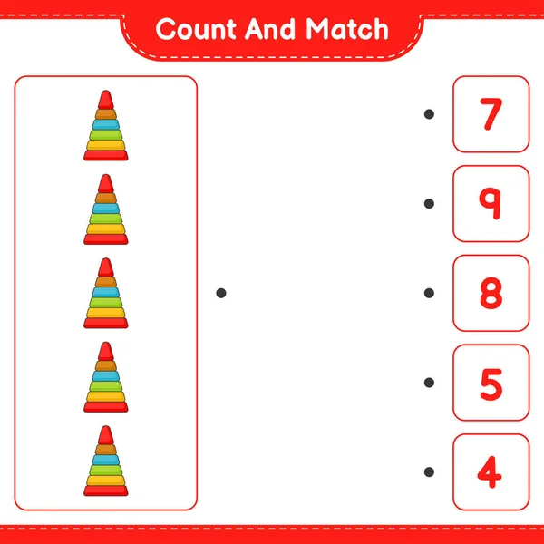 Contar Coincidir Contar Número Pyramid Toy Coincidir Con Los Números — Archivo Imágenes Vectoriales
