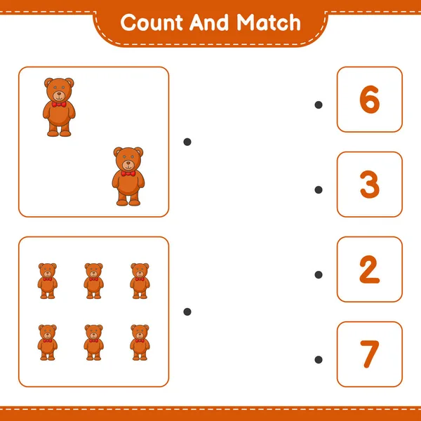 Zählen Und Übereinstimmen Die Anzahl Der Teddybären Zählen Und Mit — Stockvektor